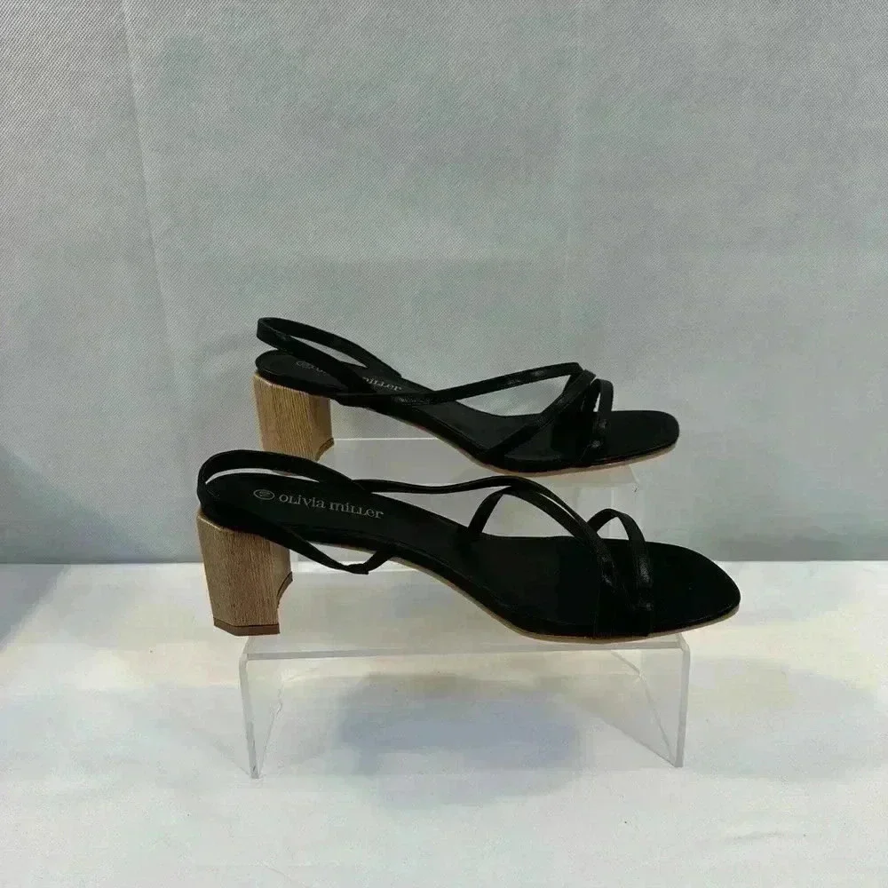 Olivia Miller Black Strappy Slingback Sandals size 10